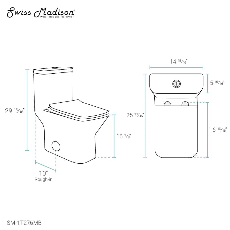 Carré One-Piece Square Toilet Dual-Flush 1.1/1.6 gpf with 10" Rough-In