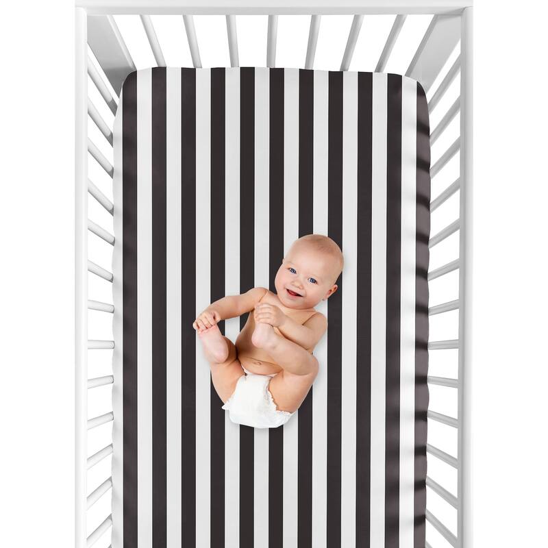 Sweet Jojo Designs Black and White Stripe Fitted Crib Sheet