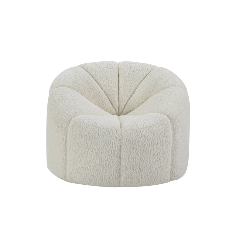 HomeRoots 38" White And Black Sherpa Swivel Barrel Chair - 38