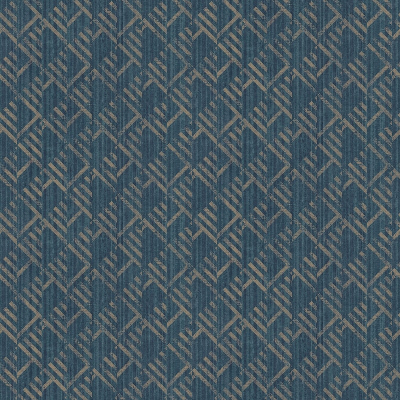 Galerie Wallcoverings TexStyle Collection Geometric Block Flock Non-woven Metallic Wallpaper Roll - 33 feet x 21 inches - Navy