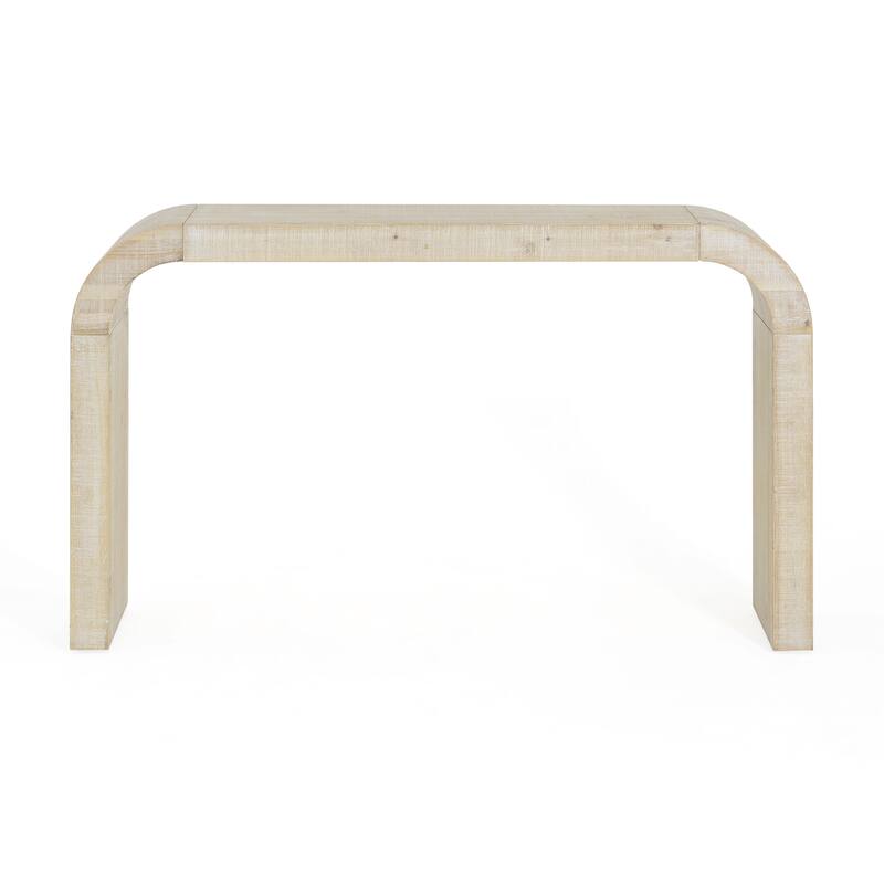 Mirod 52" Wood Console Table with Curved Edge, Natural Texture, Perfect for Entryways and Living Rooms