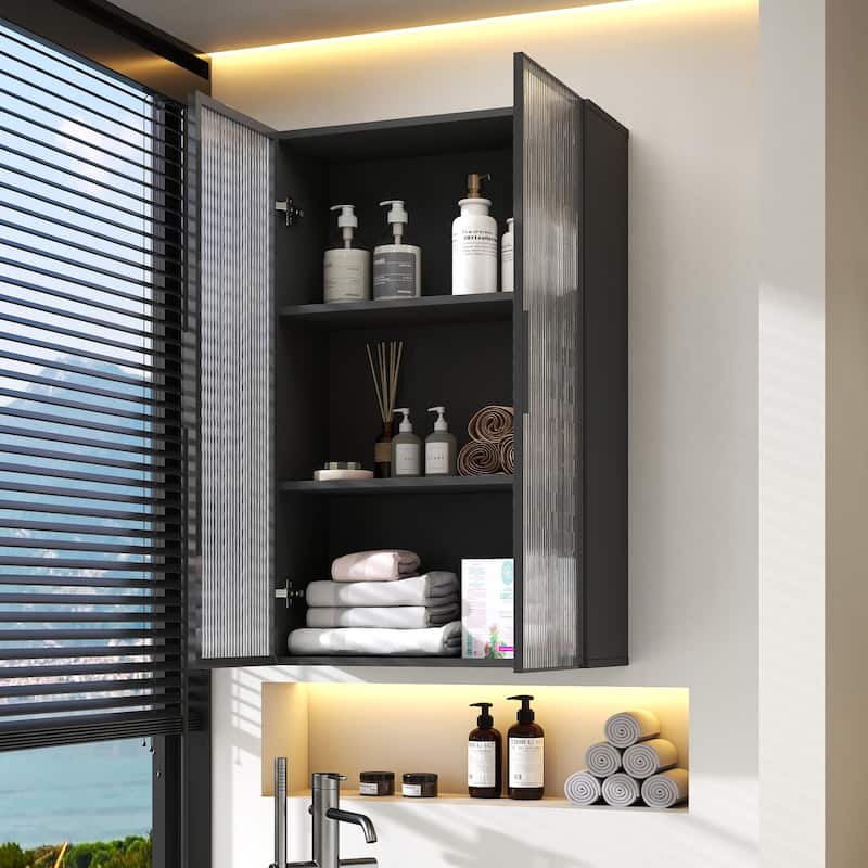 Wall Mounted Kitchen Storage Cabinet With Glass Door, Glass Kitchen Wall Storage Cabinet