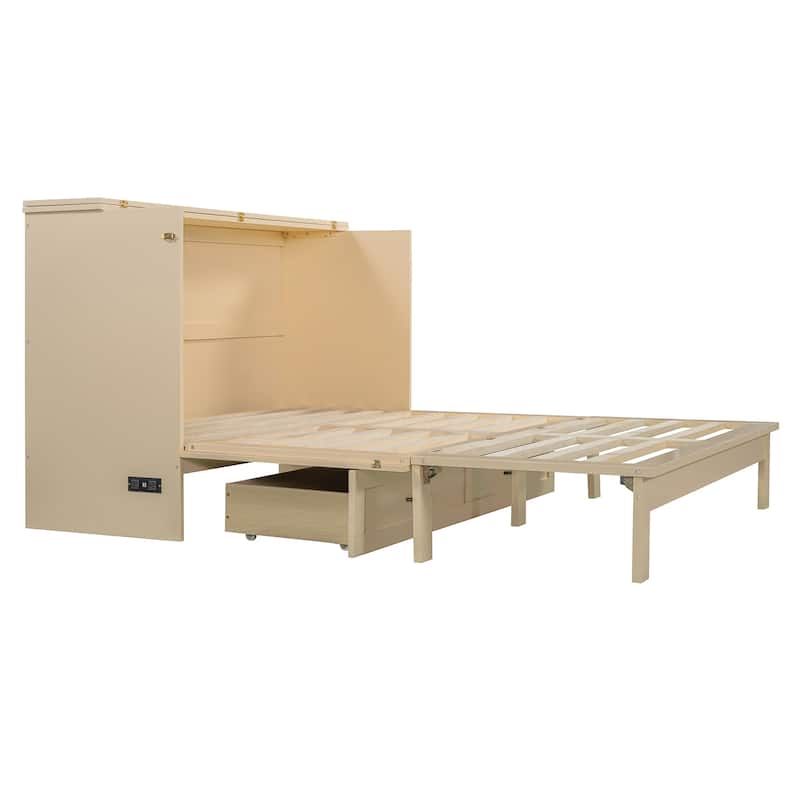Queen Size Murphy Bed with Large Drawers