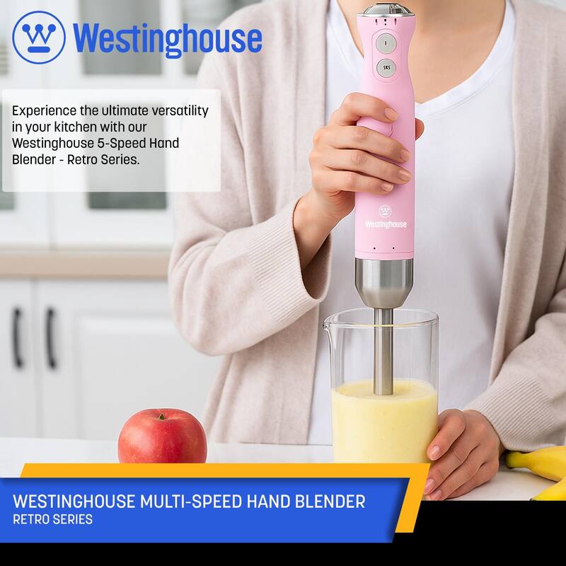 Westinghouse 5-Speed Immersion Hand Blender - Retro Series, 4 Colors