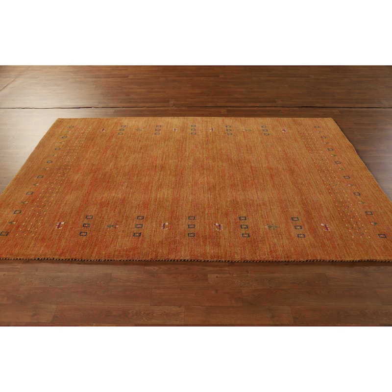 Hand Knotted Oriental 100% Wool Carpet Tribal Tribal Oranges & Rust Gabbeh Area Rug - 7' 8'' X 4' 11''