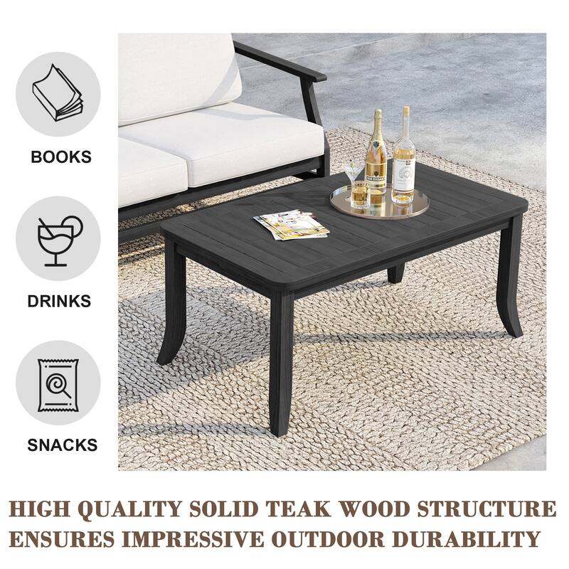 Patio Teak Wood Outdoor Rectangle Coffee Table