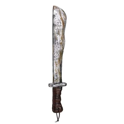 17.25" Brown and Silver Rustic Finish Jungle Machete Halloween Prop