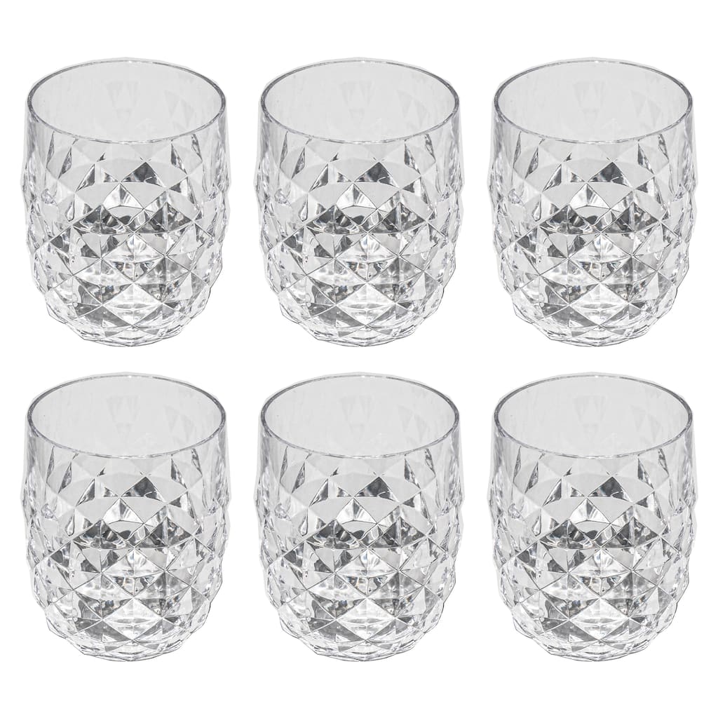 Abode Homewares Diamond Cut Acrylic Stemless Wine Glass - 15.2 oz - Set of 6