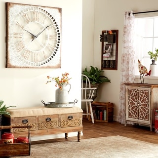 Gray Metal Cutout Decorative Wall Clock with Brown Distressing