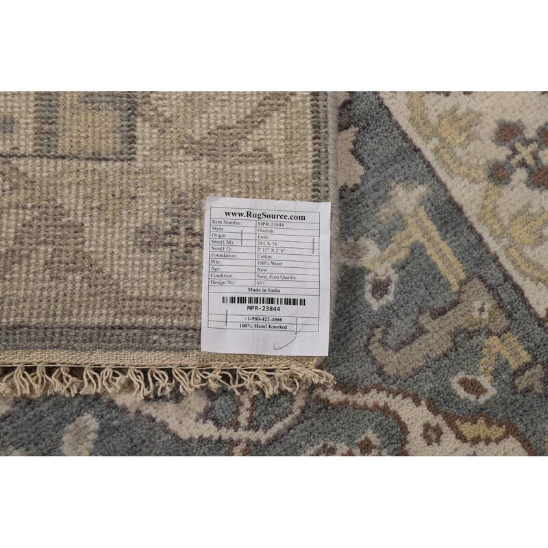 Oushak Style Runner Rug Hand-Knotted Transitional Wool Carpet - 2'6"x 7'11"