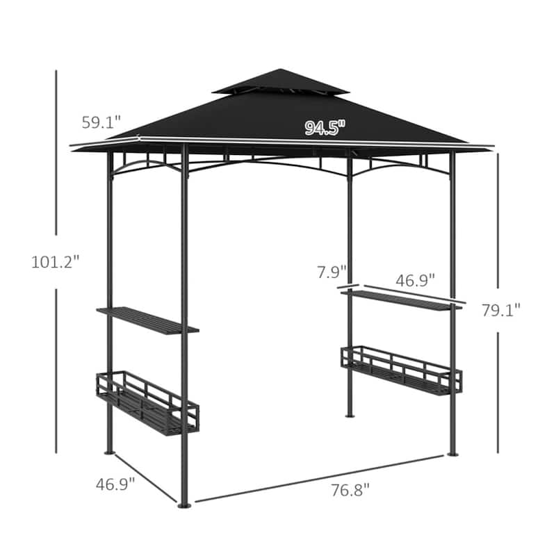 Galvanized Metal Polyester 2-Tier Outdoor Gazebo - 94.5" L x 59.1" W x 101.2" H