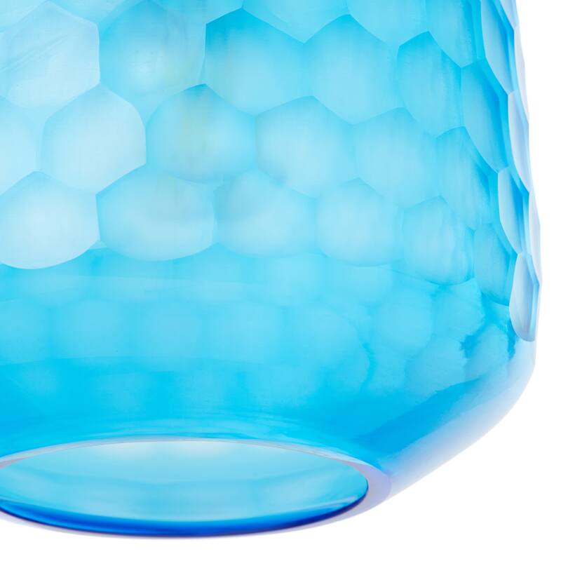 Beverly River of Goods Black Metal and Blue Hand-Blown Glass Globe 7-Inch Pendant Light with Adjustable Hanging Cord