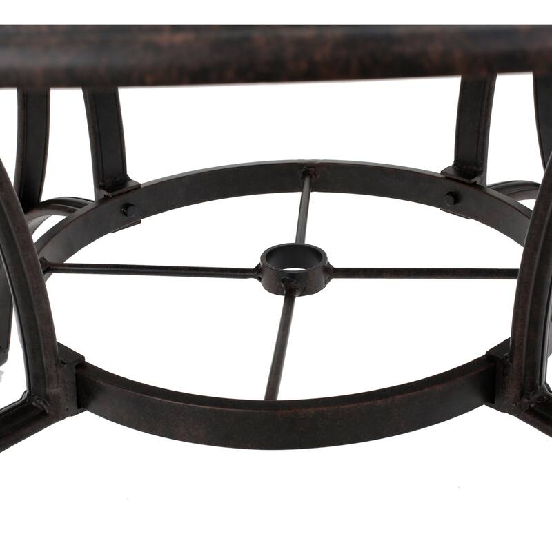 Roomfitters Outdoor Cast Aluminum Round Dining Table with Lattice Design, Rust Resistant Bronze