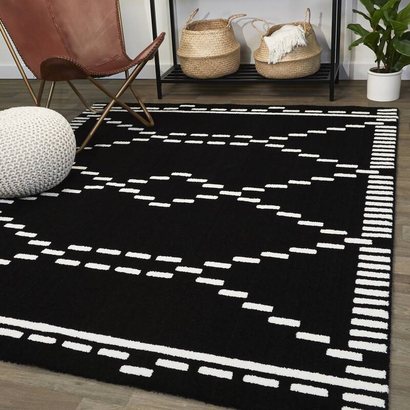 Hadden Contemporary Area Rug - 7'10" x 10' - Black - Rectangle