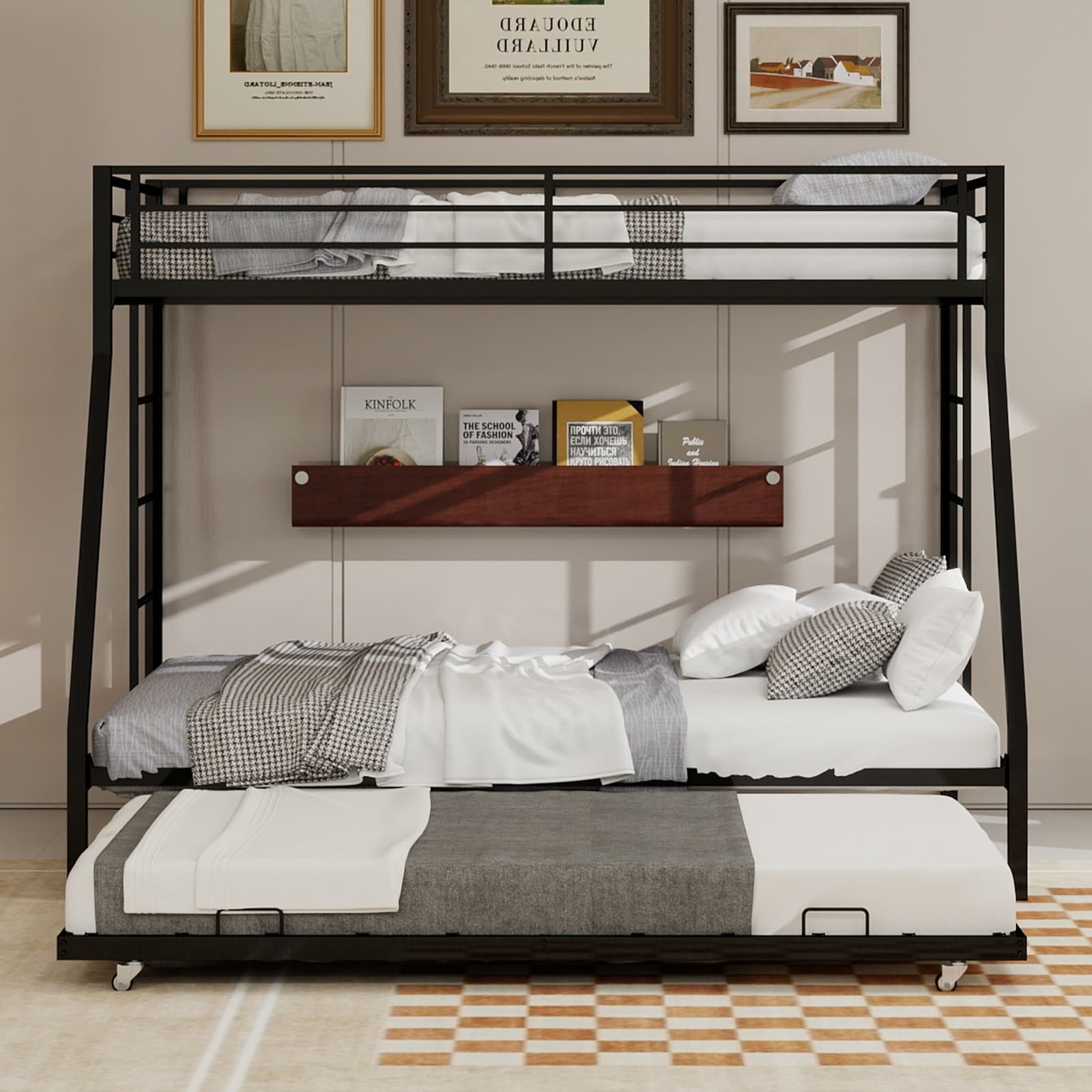 High-Stability Square Tube Bunk Bed Modern Minimalist Look