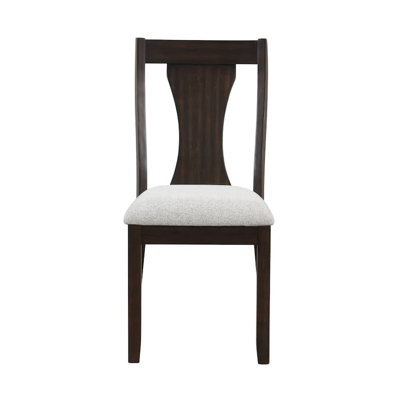 Kiana Dining Chair Set of 2, Beige Fabric Cushion, Dark Brown Wood