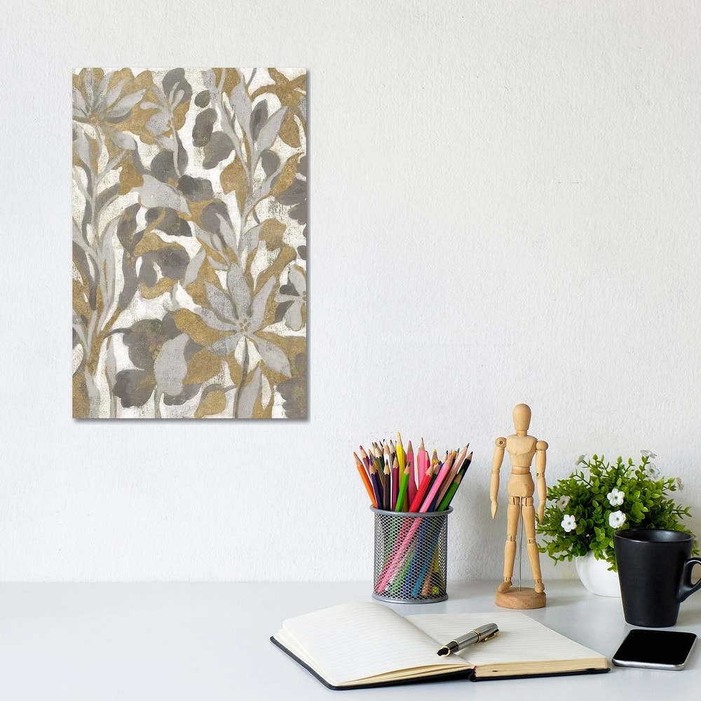 iCanvas "Painted Tropical Screen I Gray Gold" by Silvia Vassileva Canvas Print