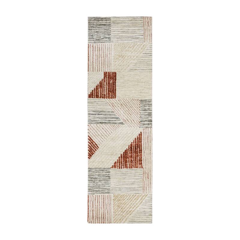 Karastan Central Valley Geometric Area Rug By Drew & Jonathan Home - 2' 4" x 7' 10" - Red - Runner