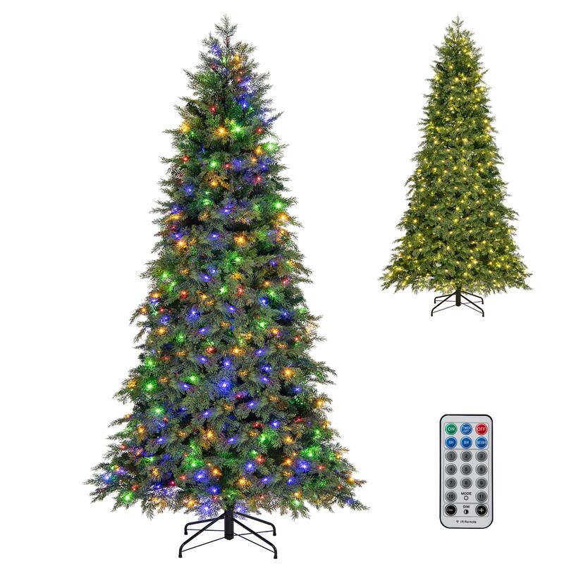 Gymax 7.5 FT Artificial Xmas Tree w/ 1019 PE PVC Branch Tips & Folding - See Details