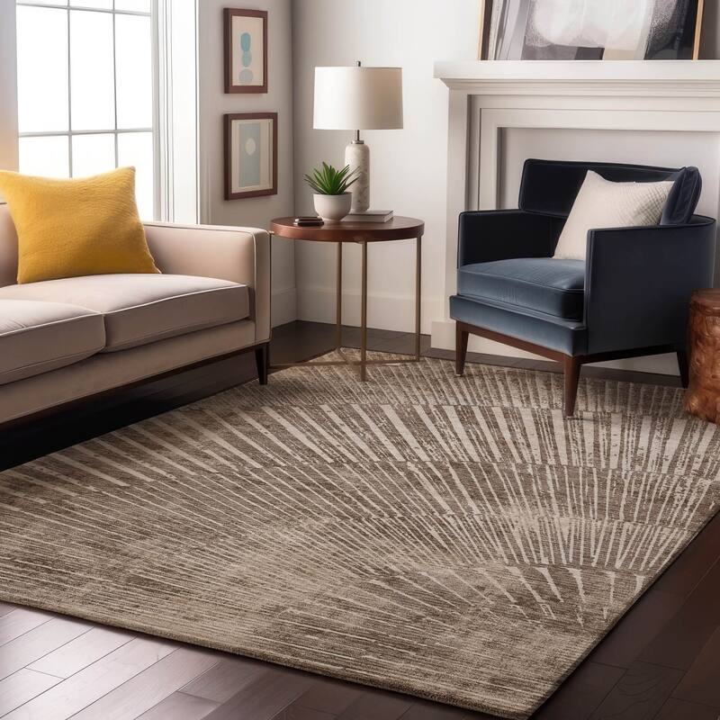 Premium Washable Super Soft Modern Starburst Mayfield Rug - Taupe - 8' x 10' - Rectangle
