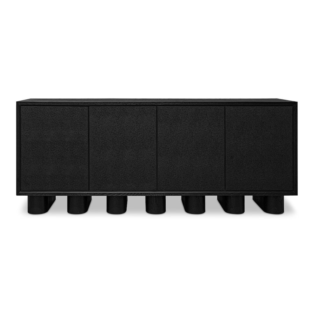 Title: NADAAL STUDIOS Alarno Sideboard, Black Shagreen Doors, Oak Frame & Gold Metal Detail