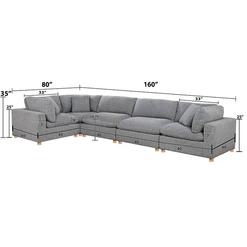 Best Quality Furniture 4-Piece Sectional Boucle Fabric