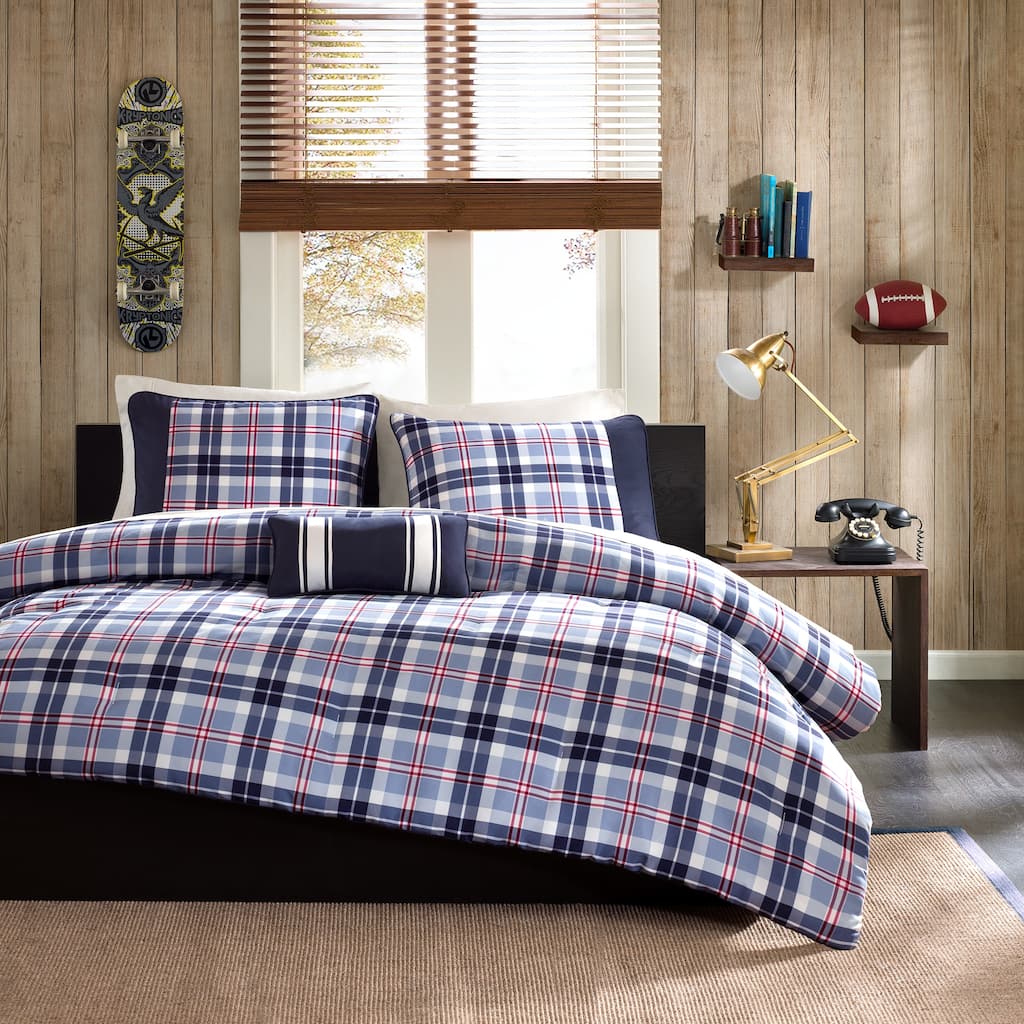 Mi Zone Alton Plaid Blue 4-piece Comforter Set