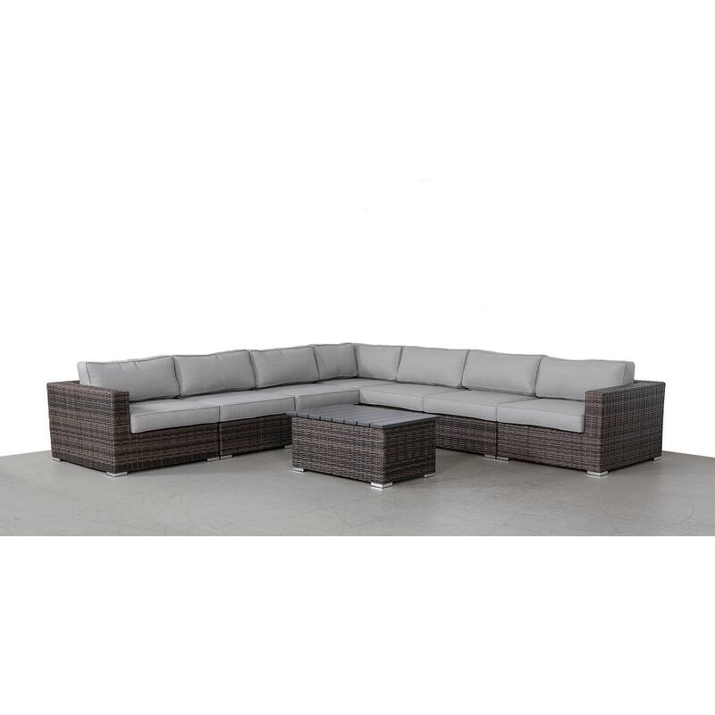 LSI 8 Piece Rattan Sectional Seating Group with Cushions