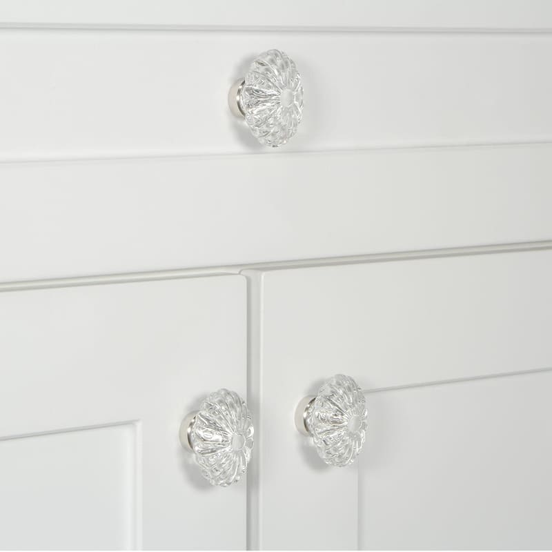 Grandeur BURG-CRYS-KNOB Burgundy 1-3/4" Luxury Flower Fluted Crystal