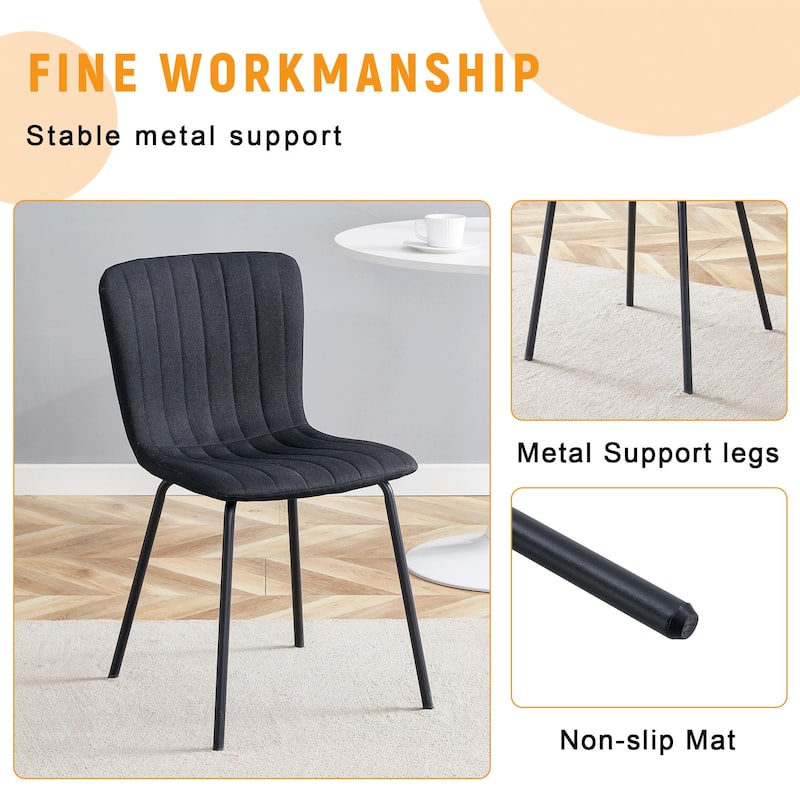Luxury Minimalist Chairs - A set of 4 high quality dining chairs with black metal legs. The integral metal leg structure