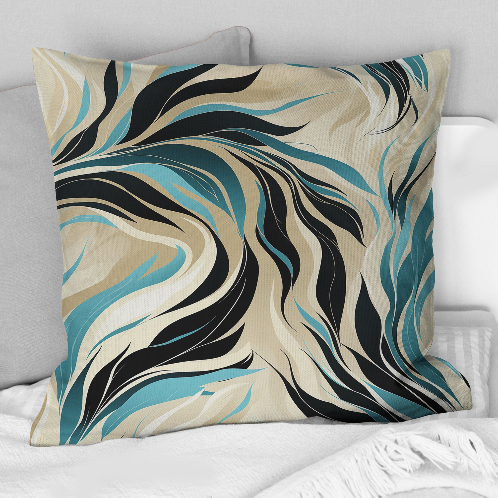 Teal and cream outlet throw pillows