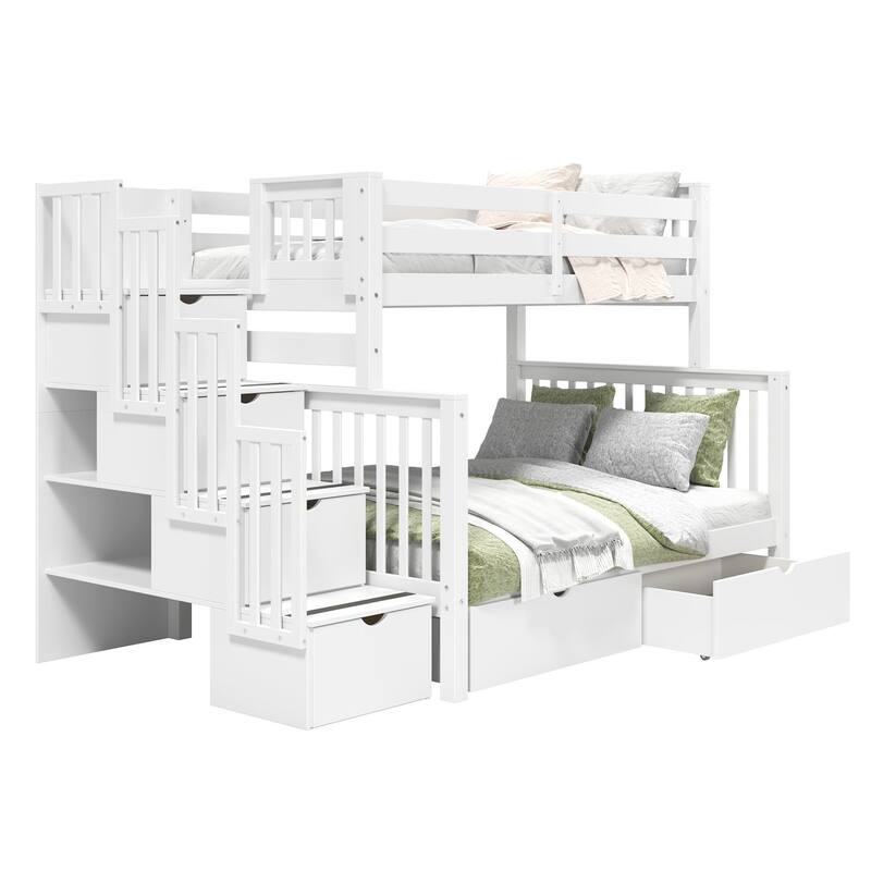 Taylor & Olive Trillium Twin over Full Stairway Bunk Bed, 2 Drawers