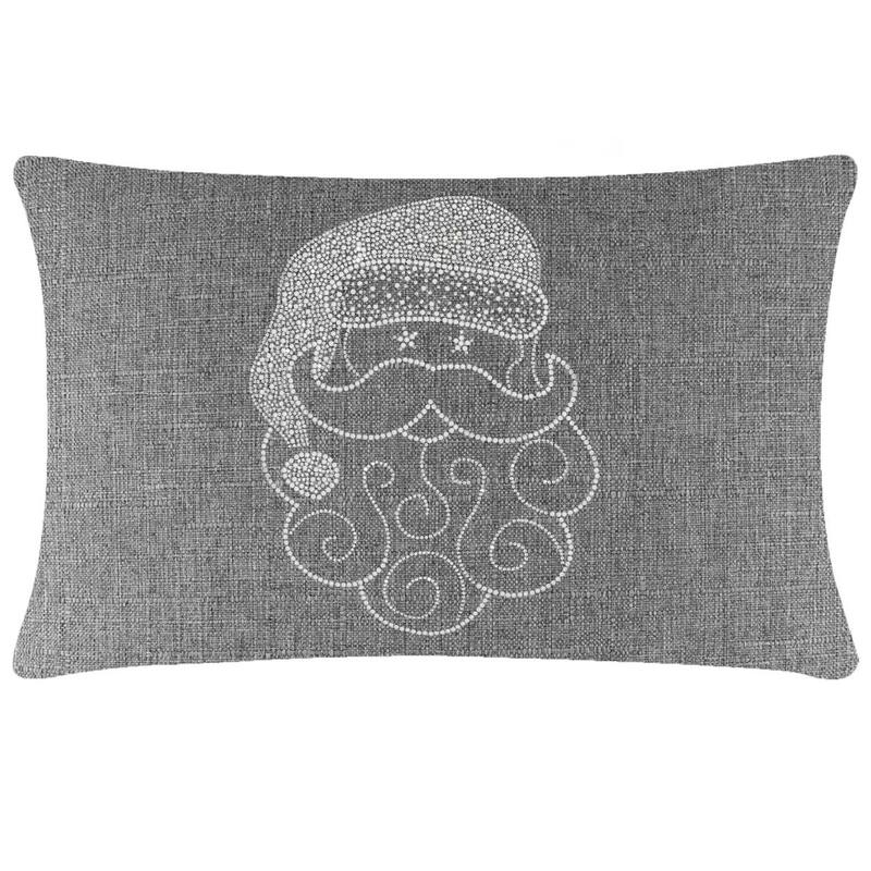 Sparkles Home Santa Rhinestone Pillow - Gray - 14 x 14
