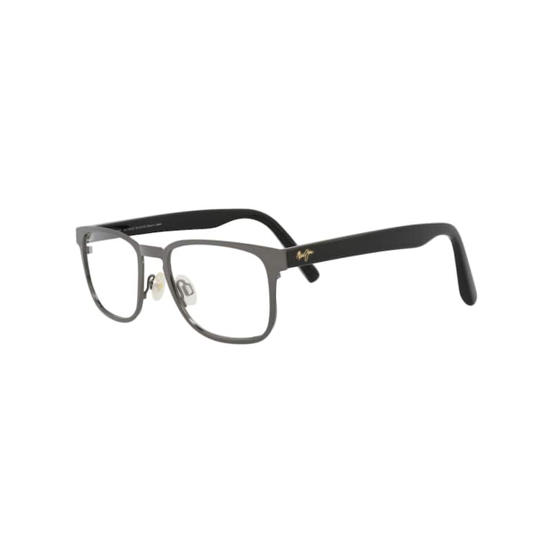 Maui Jim Square-Frame Stainless Steel Optical Frames, Transparent Lens, Adriatic Gunmetal Frame