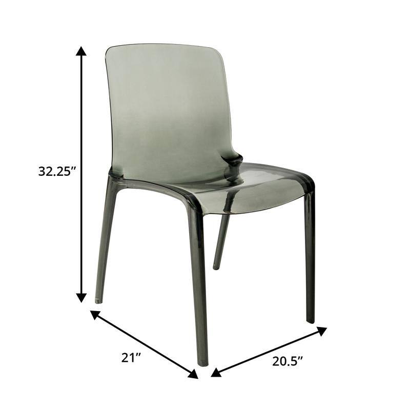 Stackable Acrylic Minimalist Plastic Dining Chair Modern Full Back Transparent Accent Side Chair for Dining Room & Kitchen