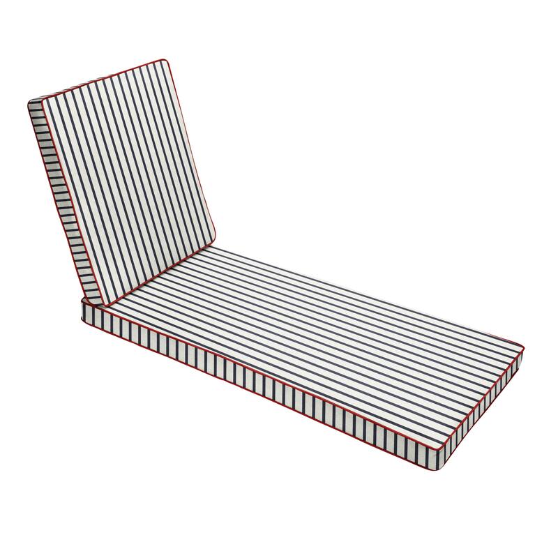 Sunbrella Lido Indigo Indoor/ Outdoor Corded Lounge Cushion, 78 in x 21 in