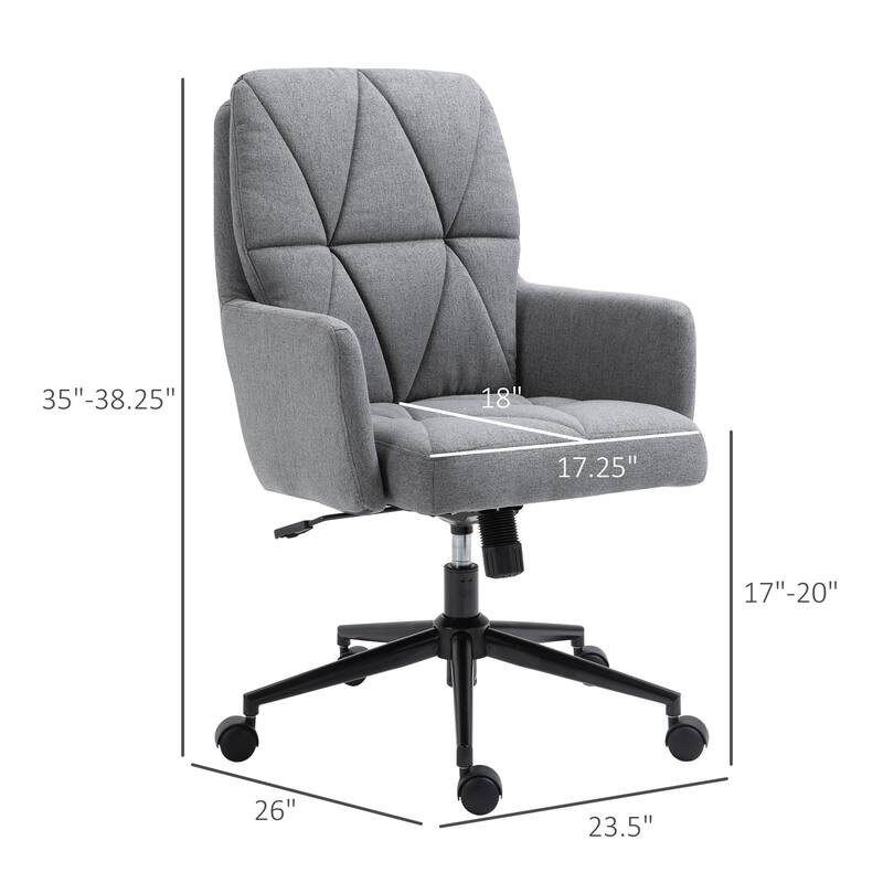 Vinsetto Leisure Office Chair with Double Thick Padded Backrest, Soft Cushioned Seat and 5 Castor Wheels, Grey