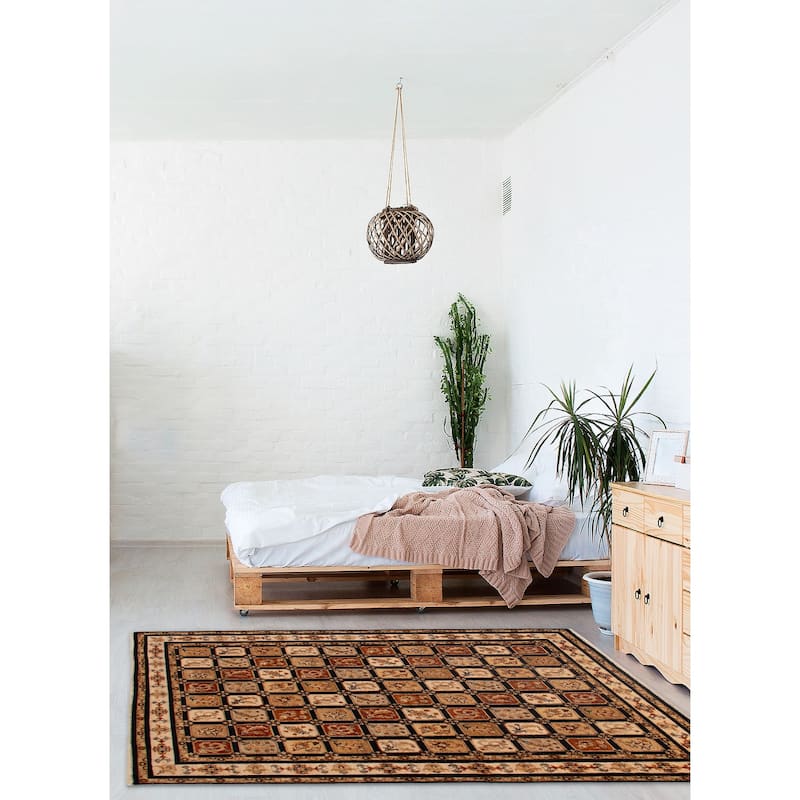 ECARPETGALLERY Hand-knotted Jamshidpour Black, Light Khaki Wool Rug - 5' 8" x 7' 11"