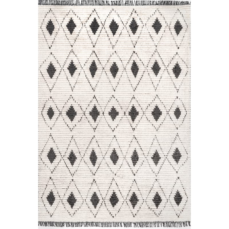 Nuloom Joanna Diamond Trellis Soft Shag Fringe Area Rug
