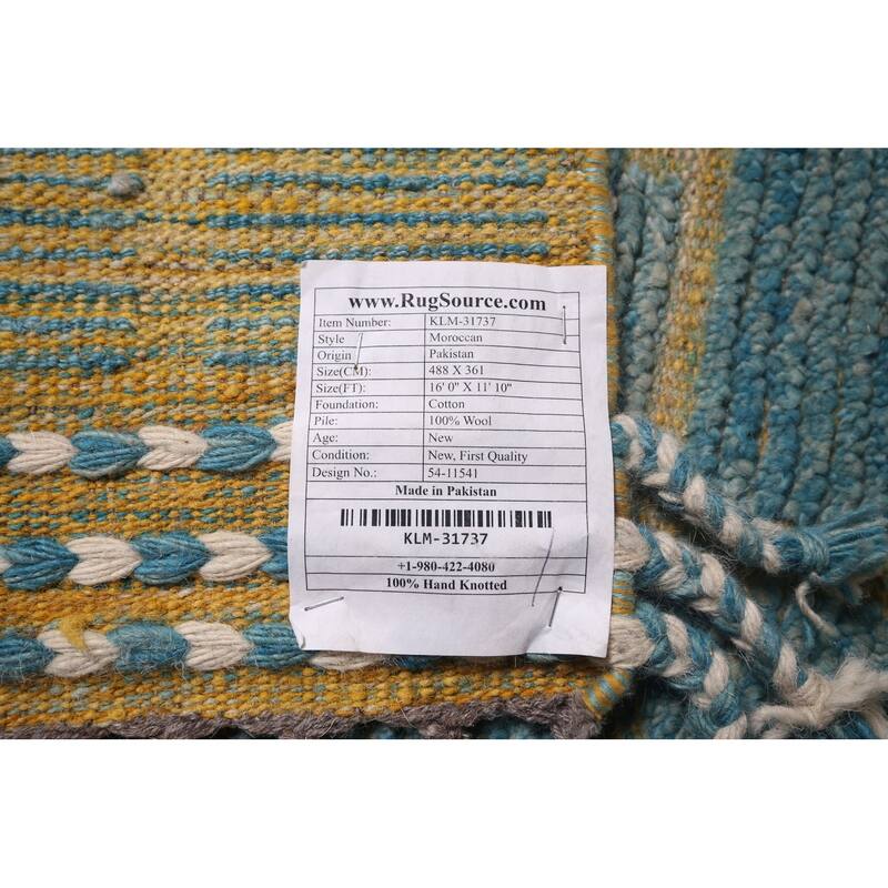 Geometric Modern Moroccan Large Area Rug Handmade Wool Carpet - 11'10"x 16'0"