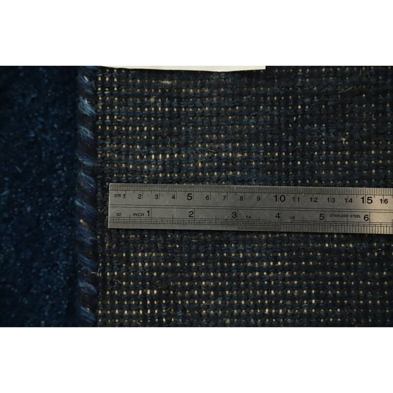 Hand Knotted Oriental 100% Wool Carpet Modern Bordered Navy Blue & Blues Gabbeh Area Rug - 6' 9'' X 6' 3''