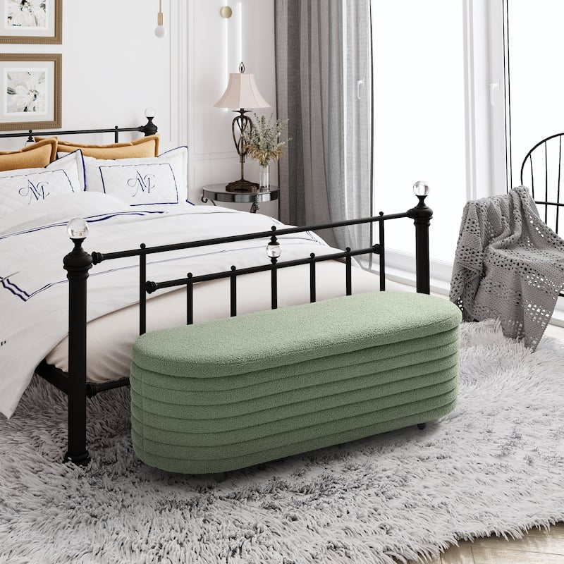 Bayville Sherpa Polyester Flip Top Storage Ottoman - 54" - Ice Green