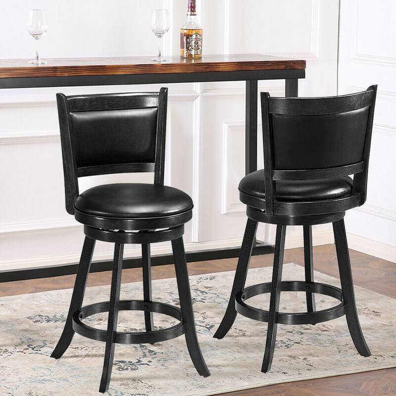 Gymax 2PCS 24'' Swivel Counter Stool Dining Chair Upholstered Seat - See Details