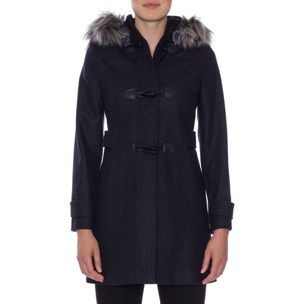 Nautica Faux Fur Trim Toggle Coat