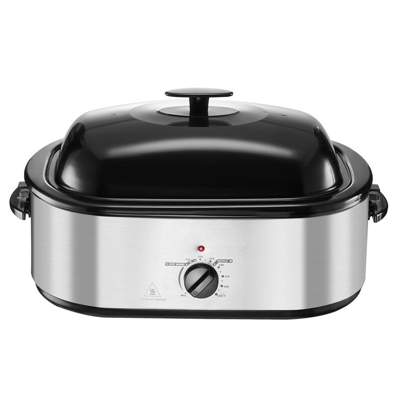 Black-Silver 22QT Electric Roaster Oven with Self-Basting Lid - 23.31 x 15.67 x 12.80 inch