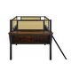 preview thumbnail 18 of 18, Metal Loft Bed with Rectangular Desk, Rattan LED Loft Bed Frame with Storage Shelves and Hanging Storage Compartments