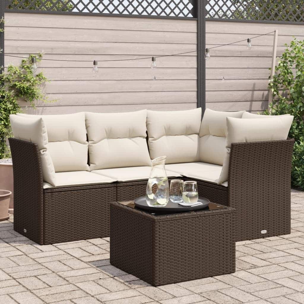 vidaXL Garden Sofa Set Brown and cream white - 21.7 x 21.7 x 14.6