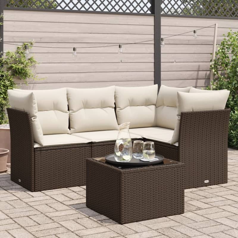 vidaXL Garden Sofa Set Brown and cream white - 21.7 x 21.7 x 14.6
