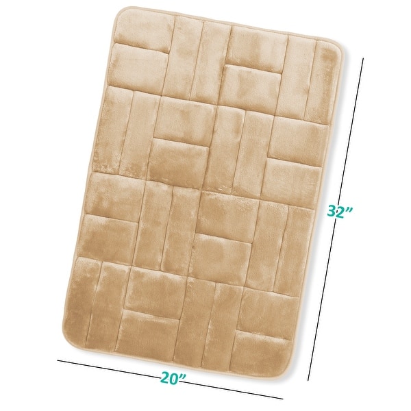 dimension image slide 27 of 28, Clara Clark Ultra Soft Non Slip and Absorbent Bath Rug - Tiled Velvet Memory Foam Bath Mat