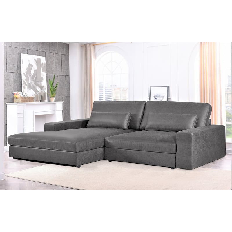 US Pride Furniture 105.52 inch Oversize Facing Chaise Sectional Sofa - Facing Left Grey